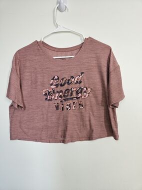 Old Navy Active Girls Cropped TShirt XXL 18 Good Energy Vibes Pink Heather 🔥